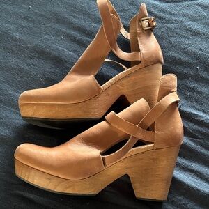 Brown Strappy Platform Heels 
Free People